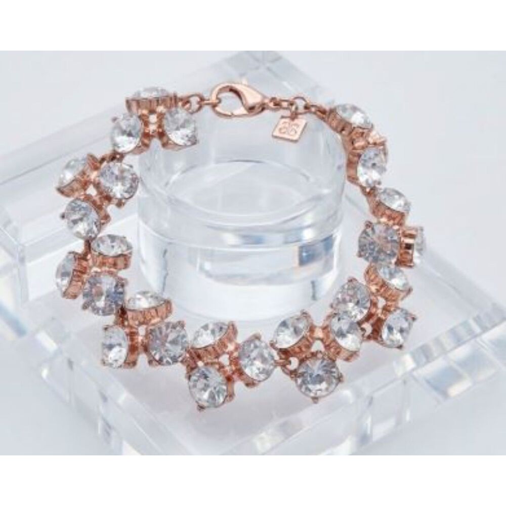 Banana Republic Women's Bold Circles Zig Zag Crystal Link Bracelet NWT 68